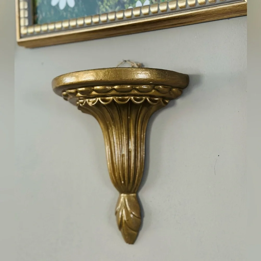 Vintage Florentine demilune wall shelf